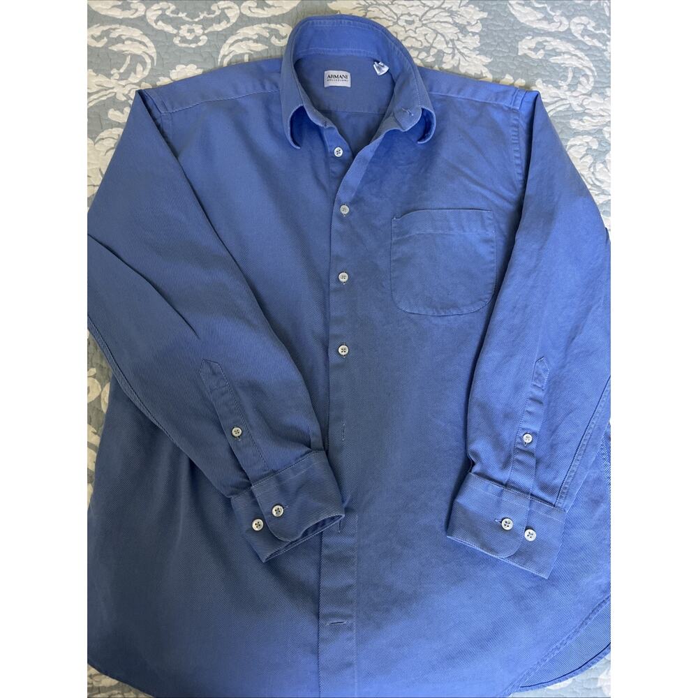 ARMANI COLLEZIONI Collar Shirt Blue Size 39/15.5 R Long Sleeve
